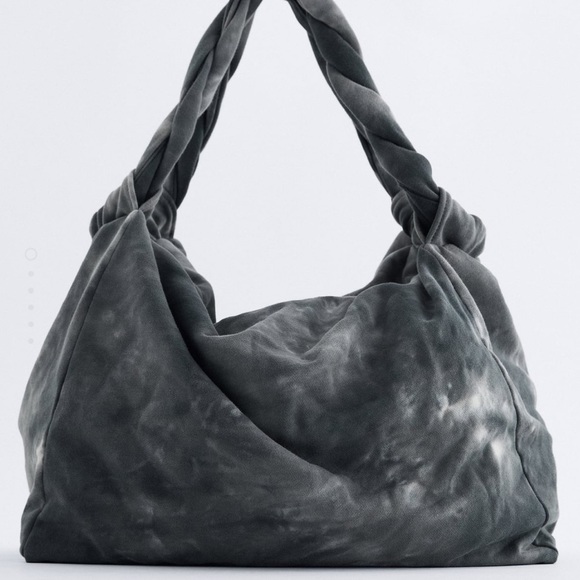 Zara woman blue white tie die tote bag large soft - Picture 1 of 9